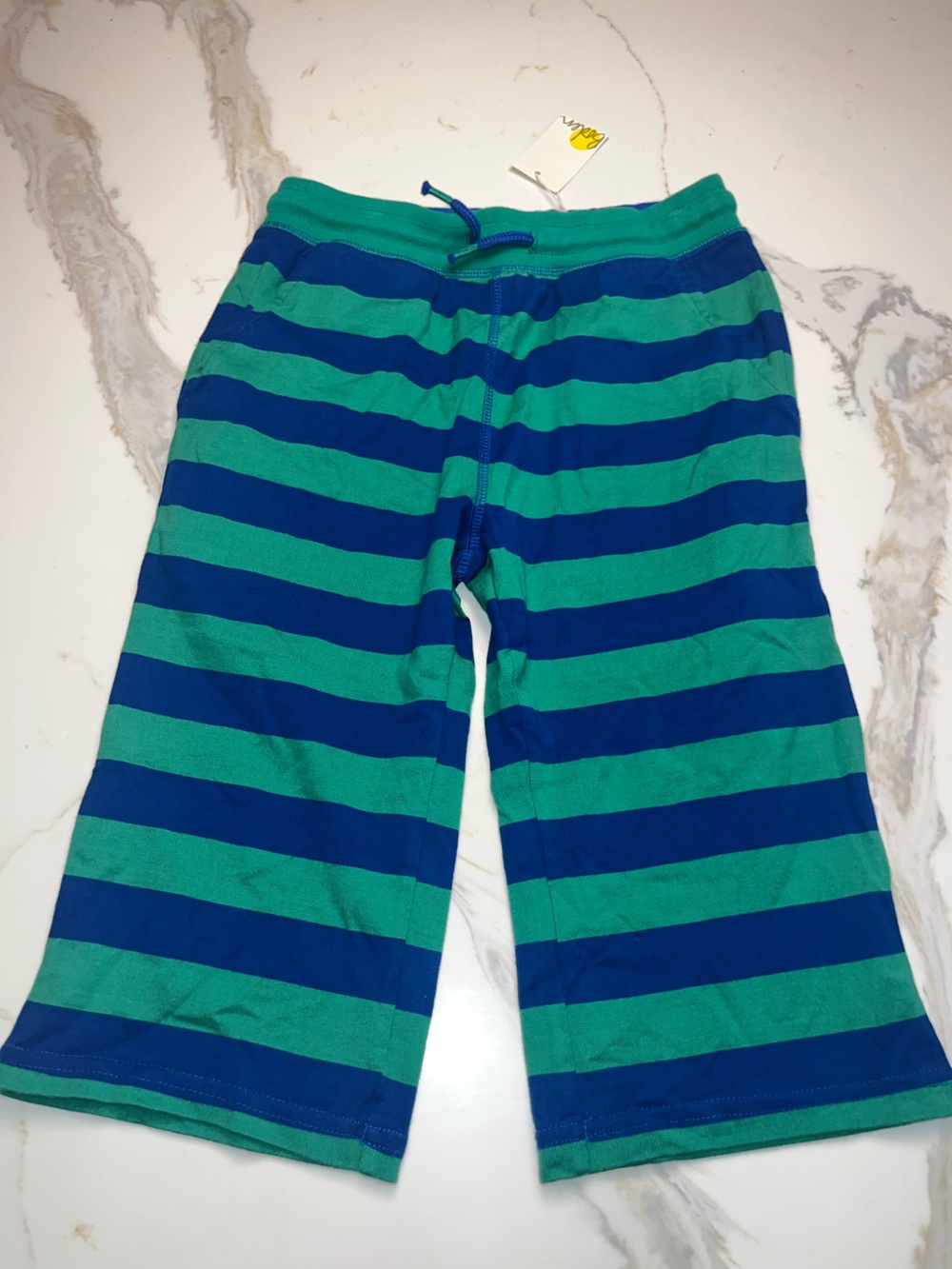 Mini Boden Boys 11 y Blue Green Striped Jersey Baggies Shorts NWT